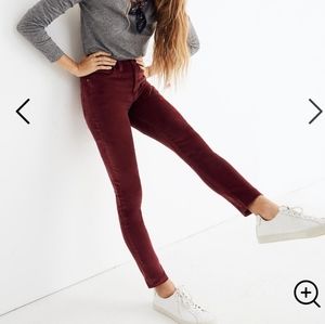 Madewell Tall skinny red velvet pants